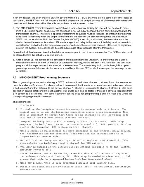 ZLAN-166 BER Testing in TDM Switches.pdf - Zarlink Semiconductor