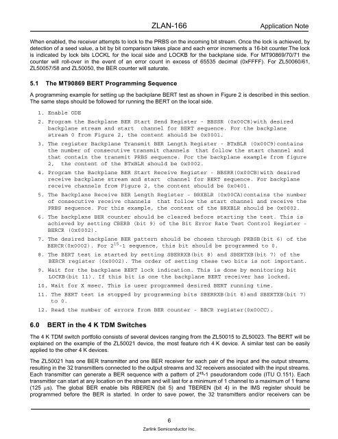 ZLAN-166 BER Testing in TDM Switches.pdf - Zarlink Semiconductor