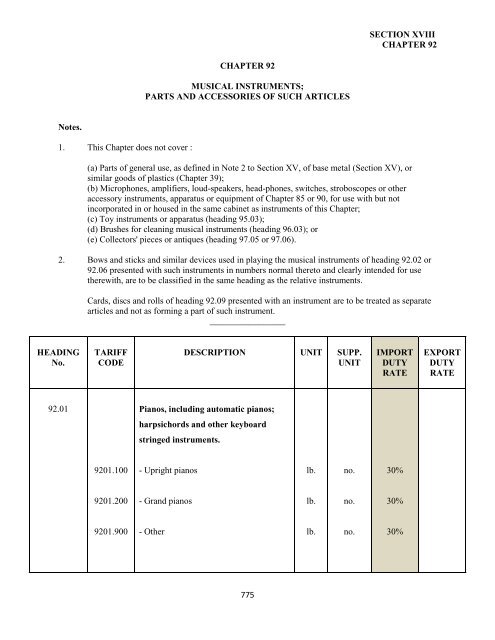 government of the turks and caicos islands customs tariff