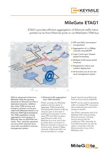 Data Sheet MileGate ETAG1 - KEYMILE