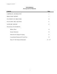 Annual Audited Accounts - 31 December 2001 - TDM Berhad