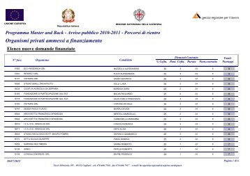 Elenco nuove domande finanziate - Organismi privati - Regione ...