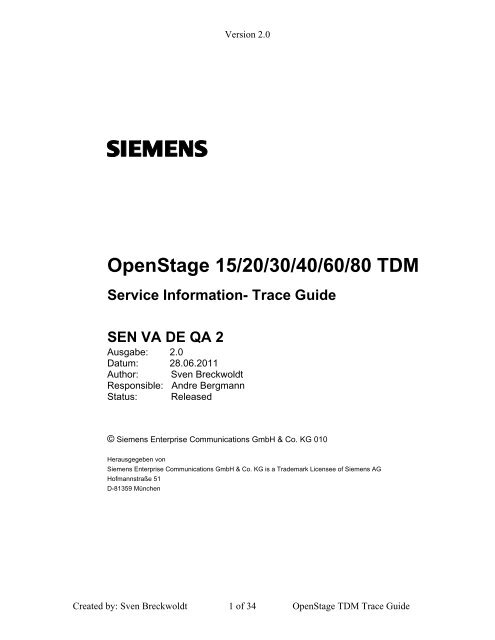 OpenStage 15/20/30/40/60/80 TDM - Siemens Enterprise - Siemens ...