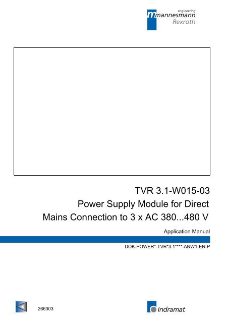 Tvr 3 1 W015 03 Power Supply Module For Direct Bosch Rexroth