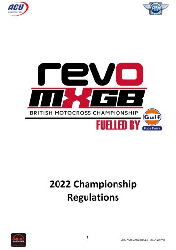 2022 Revo ACU British Motocross Championship Championship Regulations