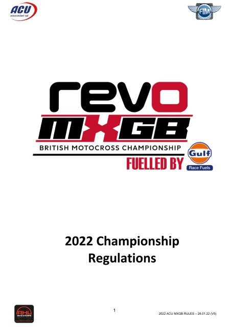 2022 Revo ACU British Motocross Championship Championship Regulations