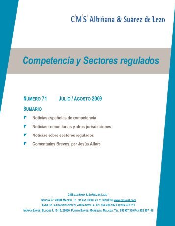 Competencia y Sectores regulados - CMS Albiñana & Suárez de Lezo