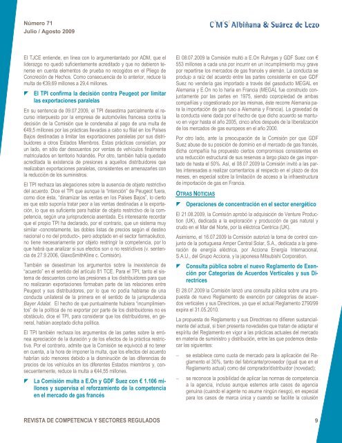 Competencia y Sectores regulados - CMS Albiñana & Suárez de Lezo