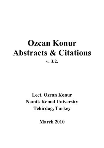 Ozcan Konur Abstracts & Citations - Namık Kemal Üniversitesi