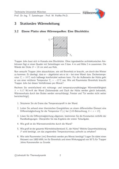 Wärmetransportphänomene - Lehrstuhl für Thermodynamik - TUM