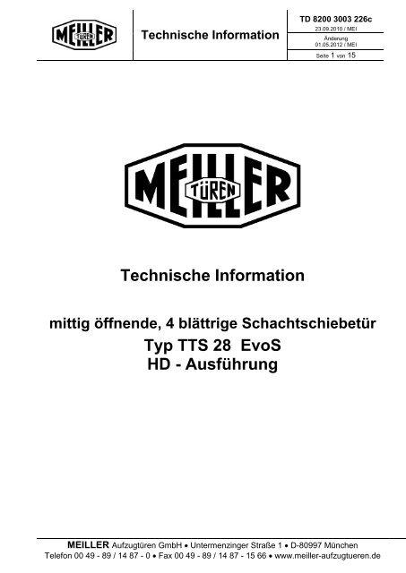 Technische Information - Meiller Aufzugtüren GmbH