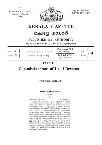 34 PART III Commissionerate of Land Revenue - Kerala Gazette ...