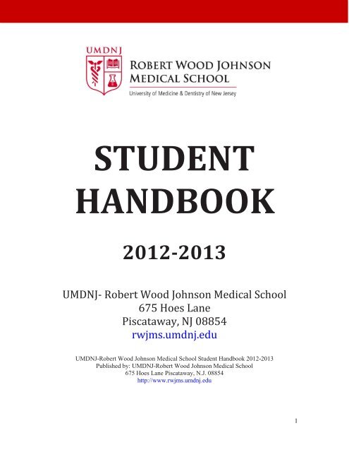 STUDENT HANDBOOK - Robert Wood Johnson Medical School