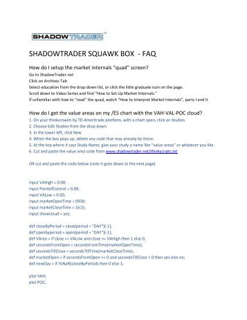 SHADOWTRADER SQUAWK BOX - FAQ