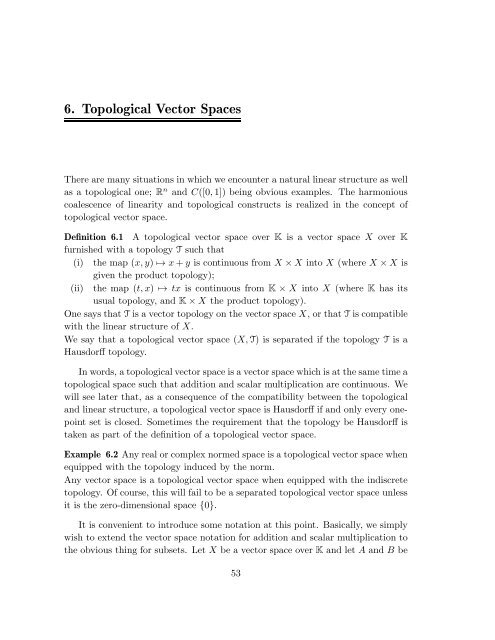 Basic Analysis – Gently Done Topological Vector Spaces