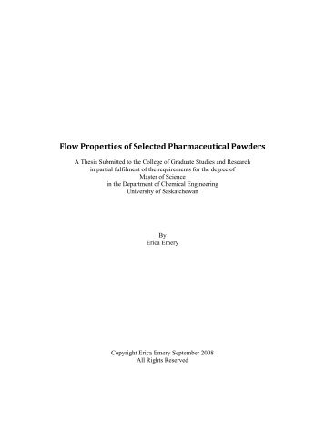 Flow Properties of Selected Pharmaceutical Powders - University ...