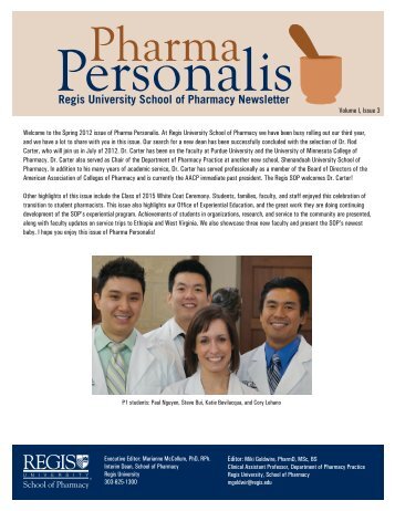 Regis University School of Pharmacy Newsletter