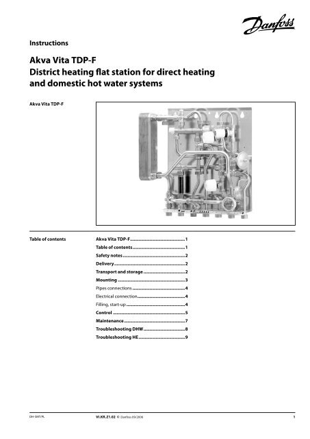 Akva Vita TDP-F District heating flat station for ... - Danfoss Heating