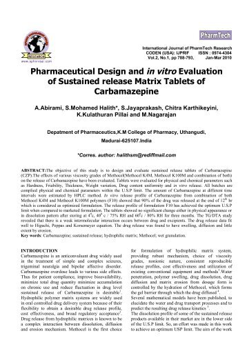 Pharmaceutical Design and in vitro Evaluation of Sustained release