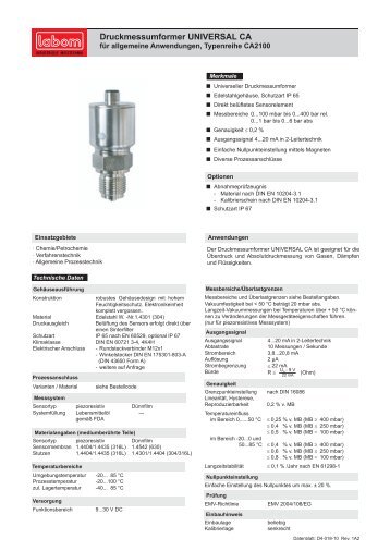 Druckmessumformer UNIVERSAL CA - LABOM