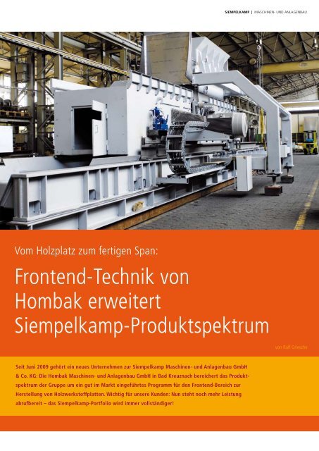 Frontend-Technik von Hombak erweitert Siempelkamp ...