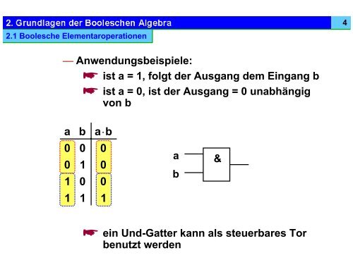2. Grundlagen der Booleschen Algebra - Fachgebiet Rechnersysteme
