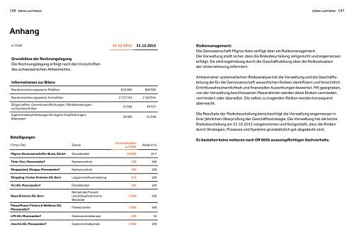 Geschäftsbericht der Migros Aare 2013