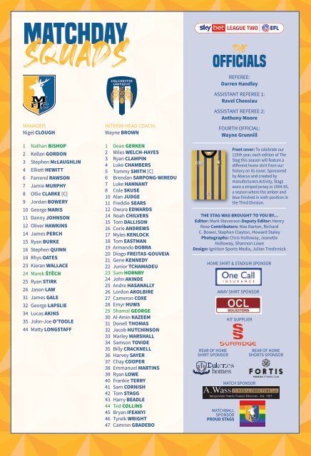 Mansfield Town vs Colchester United