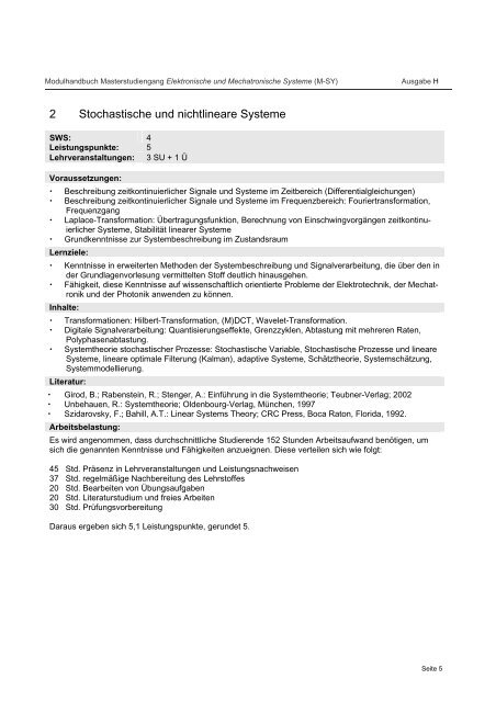 Elektronische und Mechatronische Systeme(M-SY)