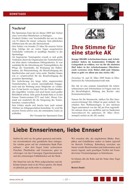 Gemeindezeitung Februar 2009 - Enns