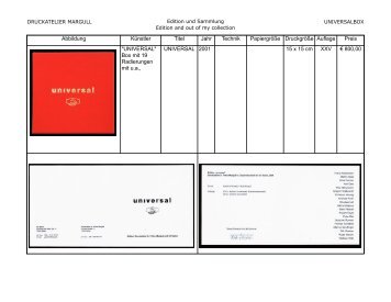 "UNIVERSAL" Box mit 19 Radierungen mit