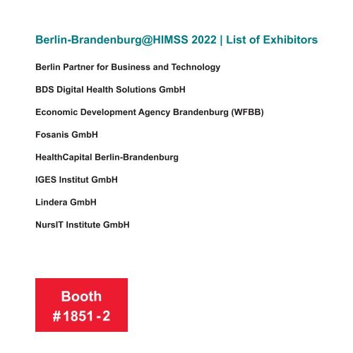 Berlin-Brandenburg Pavilion HIMSS 2022
