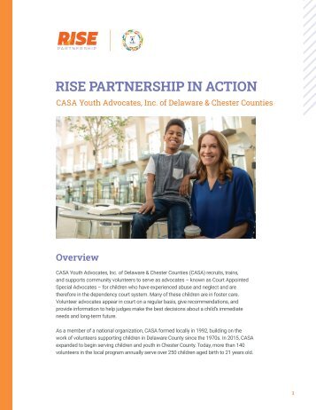RISE Partnership in Action: CASA Youth Advocates, Inc. of Delaware and Chester Counties