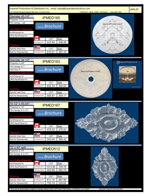 Imperial Medallion Catalog