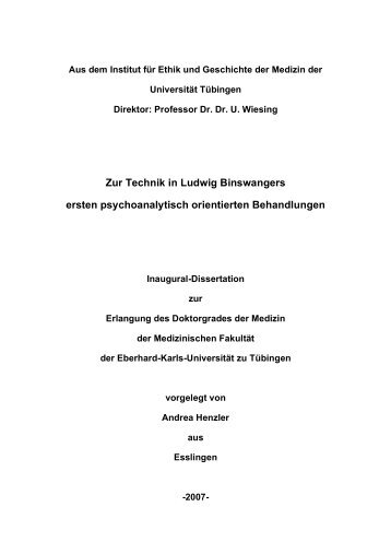 Zur Technik in Ludwig Binswangers ersten psychoanalytisch ...