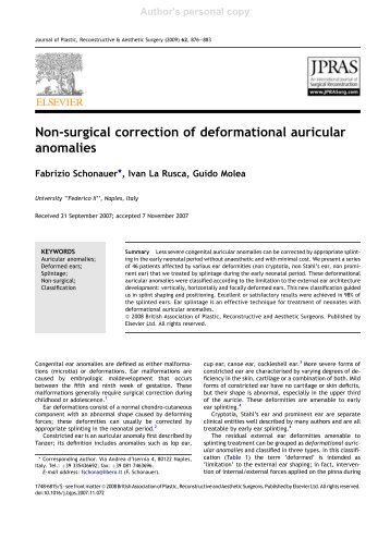 Non-surgical correction of deformational auricular anomalies