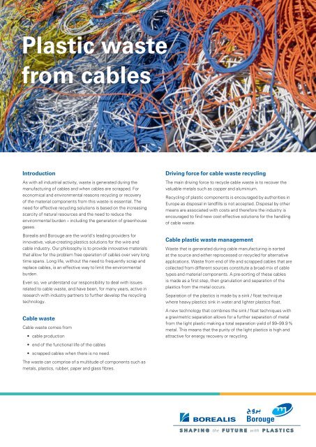 Plastic waste from cables - Borealis