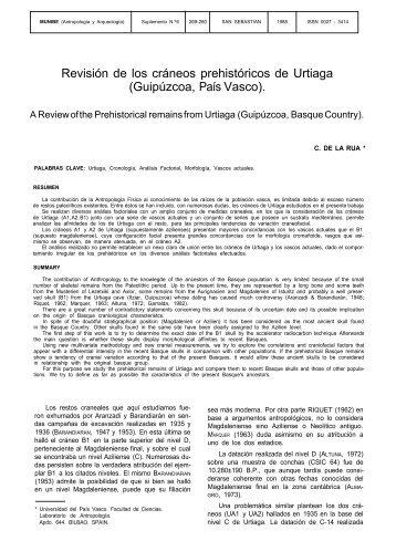 Revisión de los cráneos prehistóricos de Urtiaga ... - Aranzadi