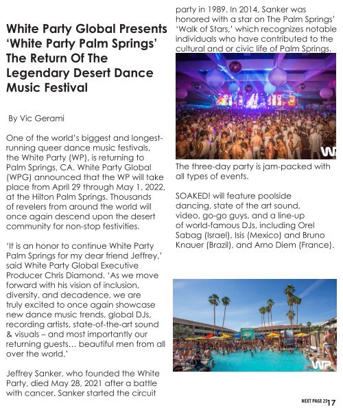 February 9, 2022. Palm Springs only weekly local Gay Guide.