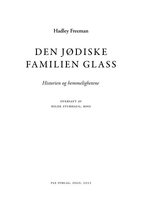 Den jødiske familien Glass - kapittel 1