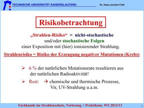 TAS TAS - Fachbereich Physik der Universität Kaiserslautern