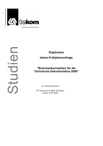 Branchenkennzahlen für die Technische Dokumentation ... - Tekom