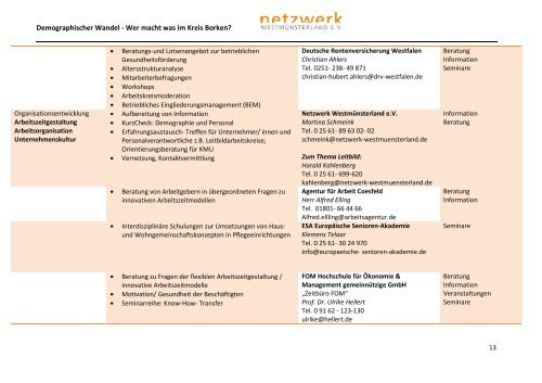 Demographischer Wandel Wer macht was im Kreis Borken?