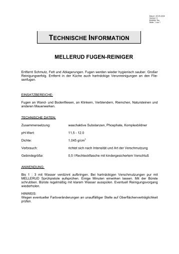 TECHNISCHE INFORMATION MELLERUD FUGEN-REINIGER