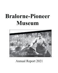 Bralorne-Pioneer Museum Accomplishment Report 2021