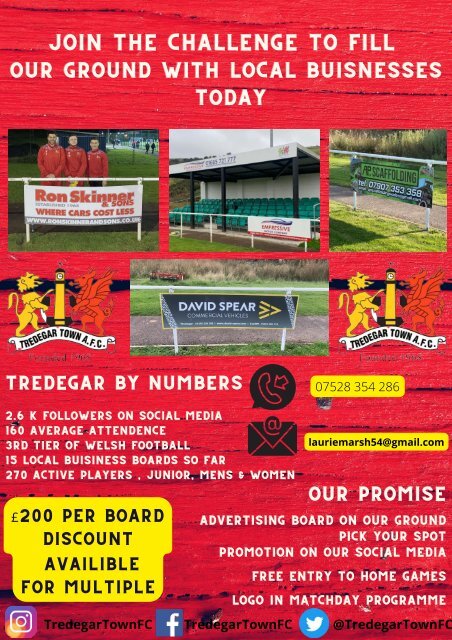 TREDEGAR TOWN FC VS ABERTILLERY BLUEBIRDS FC