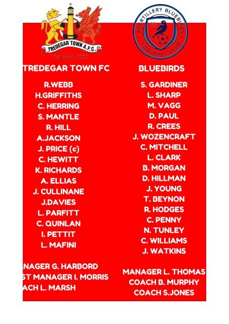 TREDEGAR TOWN FC VS ABERTILLERY BLUEBIRDS FC