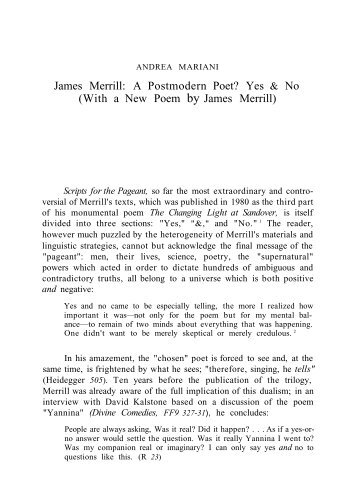 James Merrill: A Postmodern Poet? Yes & No (With a New Poem by ...