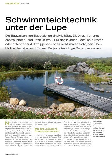 Schwimmteichtechnik unter der Lupe - Teich und Garten