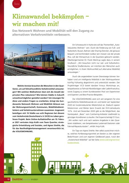 DAHEIMjournal 1-2021 Mietermagazin der Volkswohnung